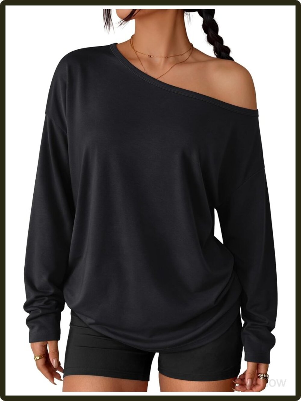 Women's Off The Shoulder Oversized Long Sleeve Top Asymmetrical Casual